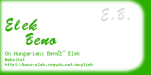 elek beno business card